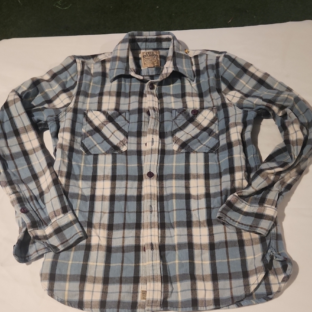 True Religion Men's Blue Plaid Shirt